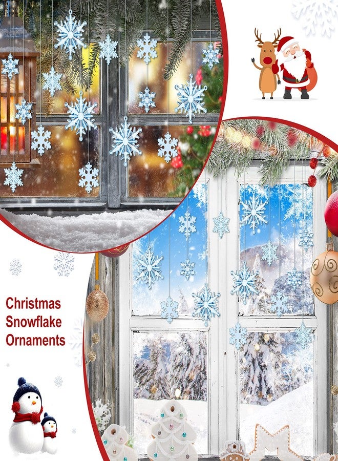 Dilunave 40 Pieces Blue Christmas Snowflake Ornaments Acrylic Christmas Tree Decorations Crystal Snowflakes Translucent Winter Hanging Ornaments for Xmas Tree DIY Crafts - Image 4