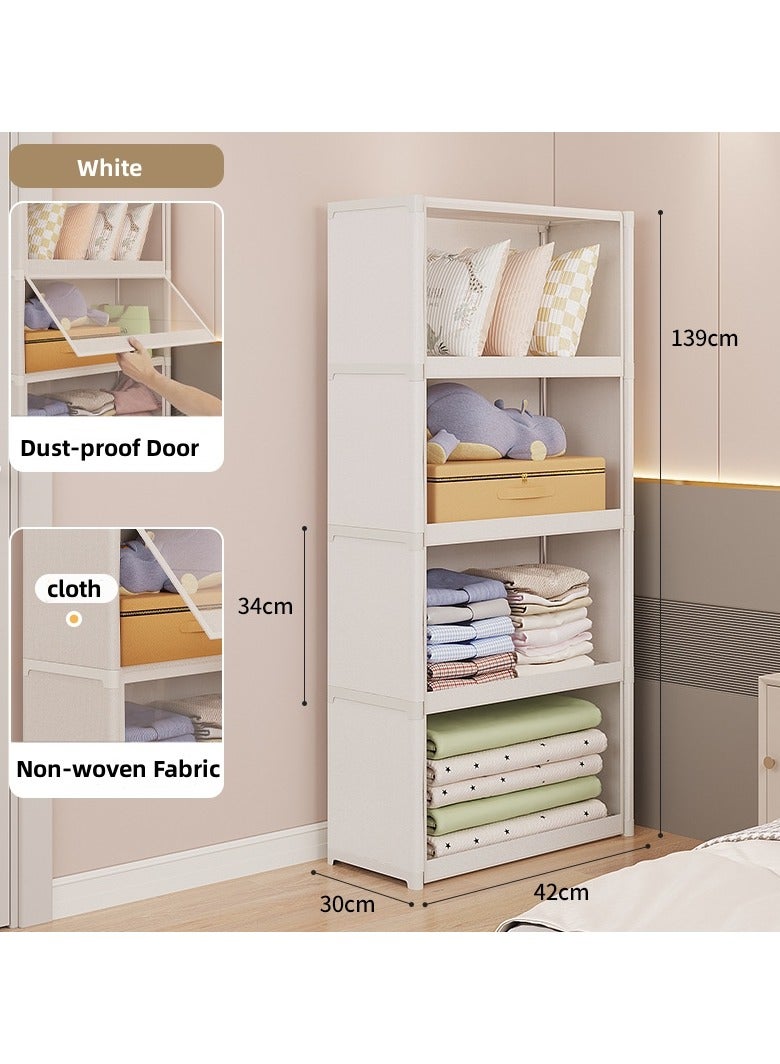 XiuWoo Simple Multifunctional Dustproof Wardrobe Household Dormitory Storage Cabinet with Magnetic Transparent Dustproof Door For Clothes Bag  - Image 1