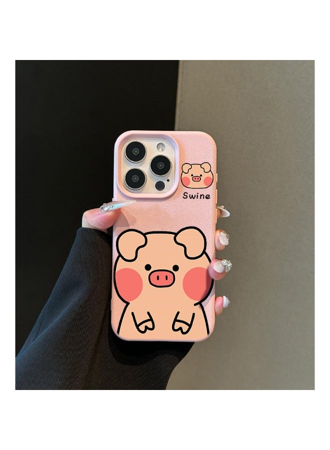 NIBEMINENT Cute Little Pig Protective TPU Case Cover For iPhone 16 Pro, Pink - Image 1