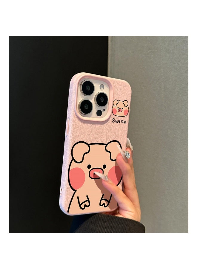 NIBEMINENT Cute Little Pig Protective TPU Case Cover For iPhone 16 Pro, Pink - Image 2