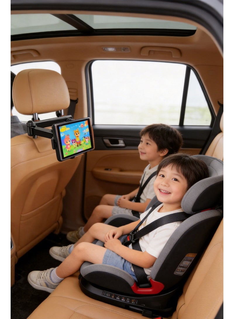 Car Tablet Holder, Foldable & Extendable Car Backseat Mount with 360° Rotation, Metal Structure & Anti-Shock Silicone Pads, Compatible with 4.7-12.9 Inch Phones & Tablets for Road Trips, Kids Entertainment - Image 2