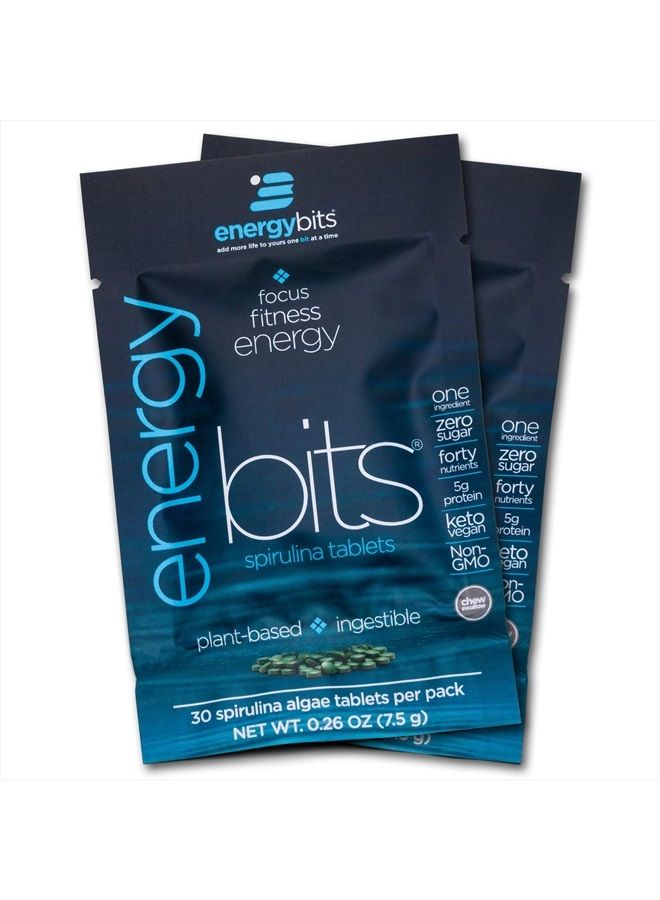 ENERGYBITS Pure Spirulina Algae Tablets, Superfood Tablets, Pure Blue Green Algae, High Protein, Chlorophyll Tablets, Non-Irradiated, for Energy Focus and Endurance, Non-GMO, 60 Tablets - Image 1