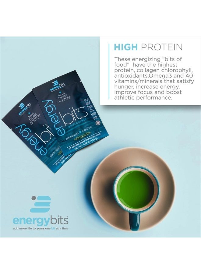 ENERGYBITS Pure Spirulina Algae Tablets, Superfood Tablets, Pure Blue Green Algae, High Protein, Chlorophyll Tablets, Non-Irradiated, for Energy Focus and Endurance, Non-GMO, 60 Tablets - Image 3