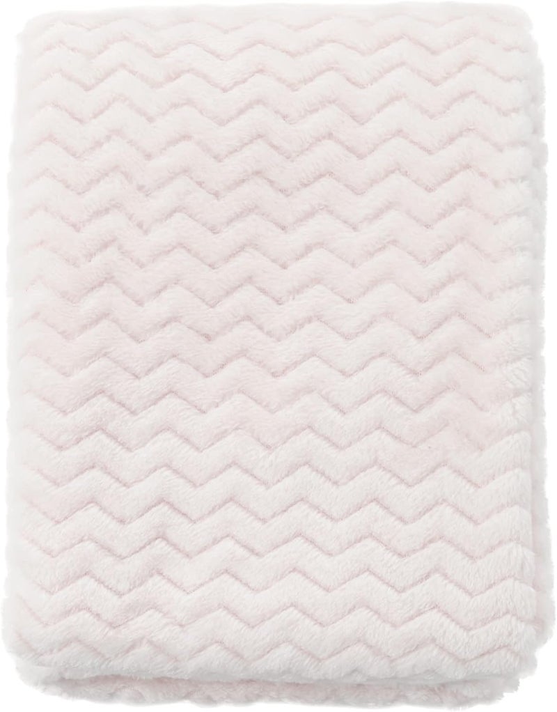 CREVENT 76x102cm Cozy Fluffy Warm Fleece Infant Blanket for Girls & Boys Toddler Crib Cot Stroller (Wave Ivory/White) - Image 1
