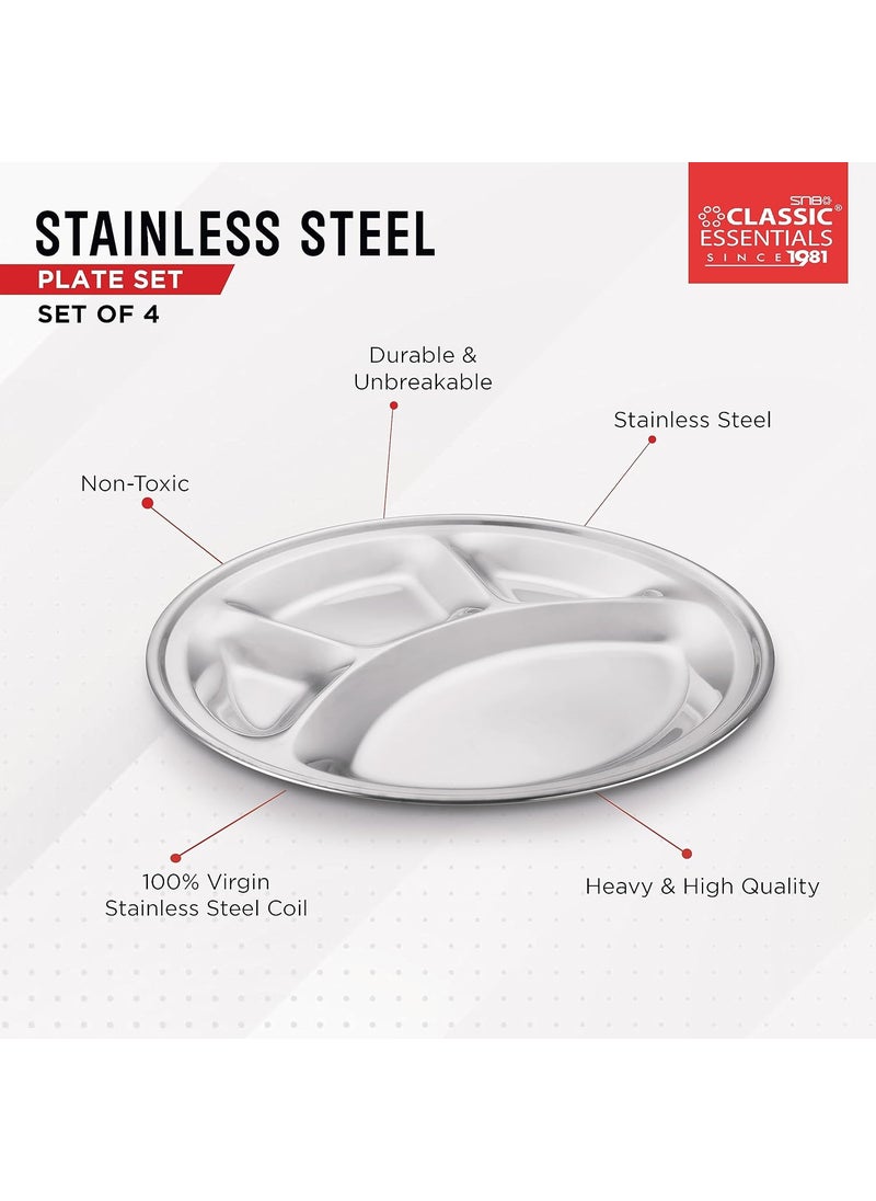 Classic Essentials CLASSIC ESSENTIALS Stainless Steel Compartment Plate Bhojan Thali, Lunch/Dinner Plate  - Image 2