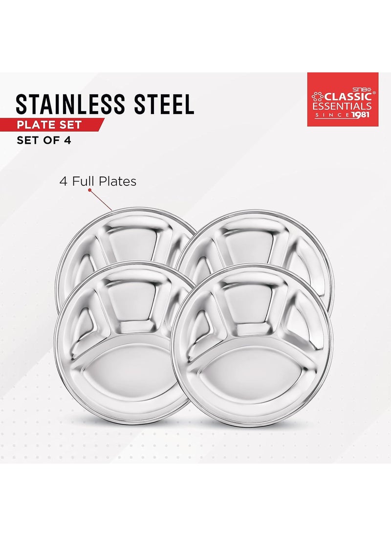 Classic Essentials CLASSIC ESSENTIALS Stainless Steel Compartment Plate Bhojan Thali, Lunch/Dinner Plate  - Image 4