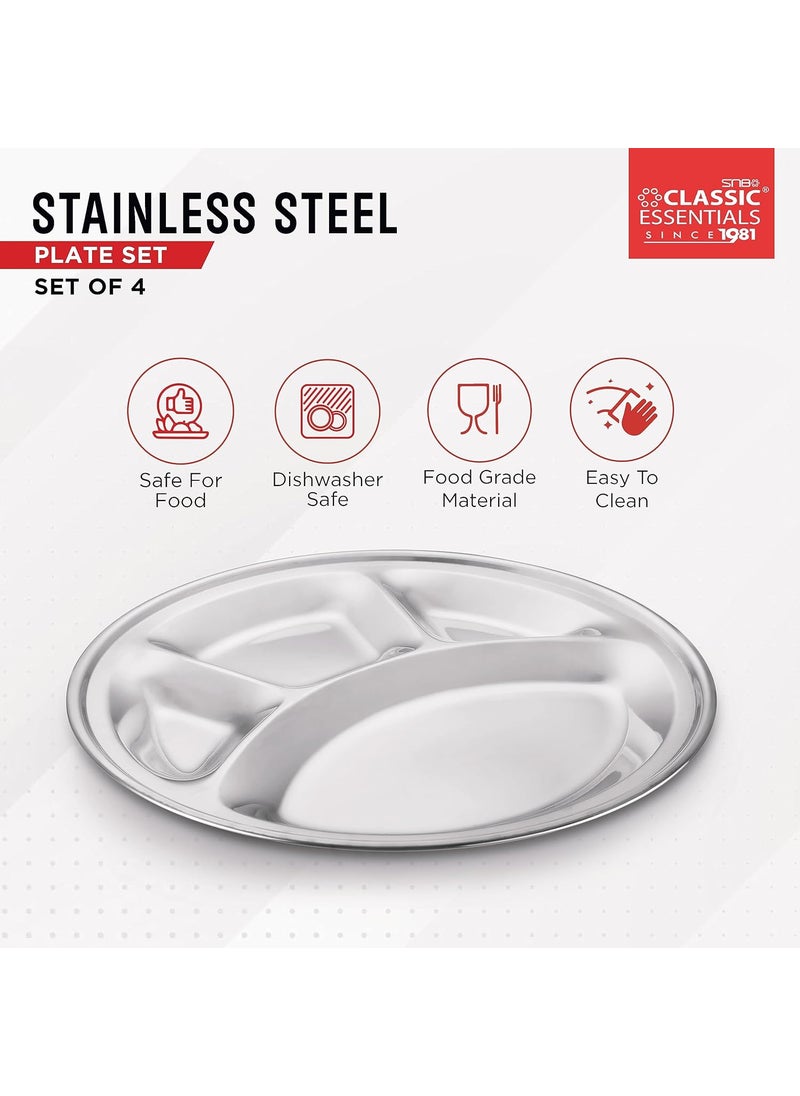 Classic Essentials CLASSIC ESSENTIALS Stainless Steel Compartment Plate Bhojan Thali, Lunch/Dinner Plate  - Image 3