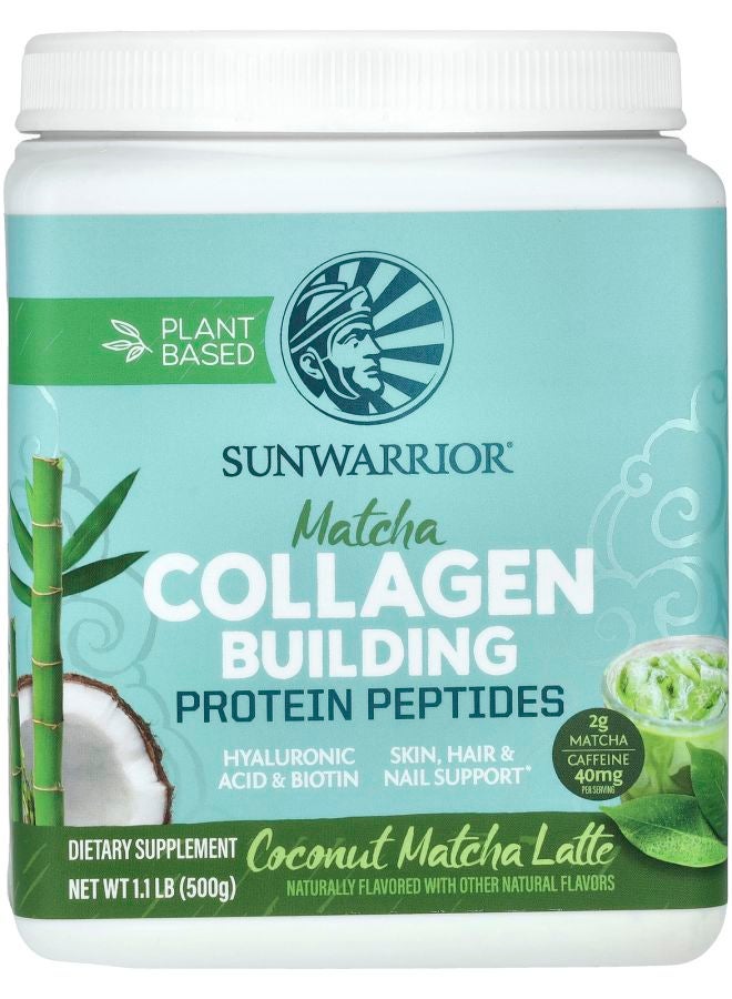 Sunwarrior Collagen Building Protein Peptides Coconut Matcha Latte 1.1 lb (500 g) - Image 1