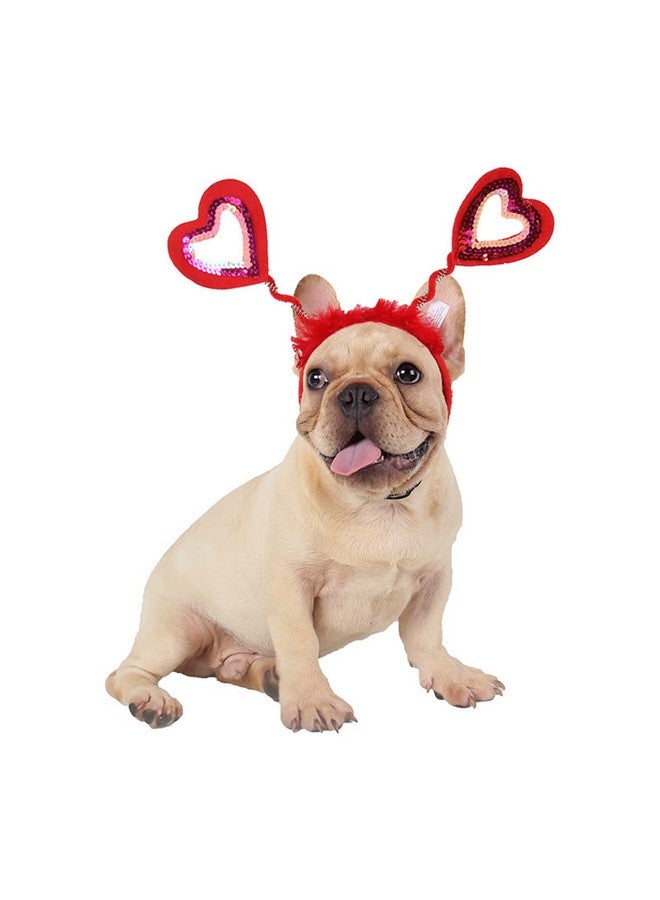 سوتشات عصابات رأس على شكل قلب مرصعة بالترتر من سوتشات لعيد الحب للحيوانات الأليفة - إكسسوارات أزياء الحيوانات الأليفة لعيد الحب - Image 2