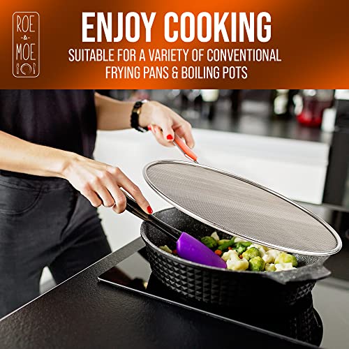Roe & Moe Splatter Screens - Stainless Steel Splatter Screens for Frying Pan with Insulated Handles - Grease Splatter Guards For Frying Pan that Lets You Create Masterpieces with Ease (Pack of 3) - Image 5