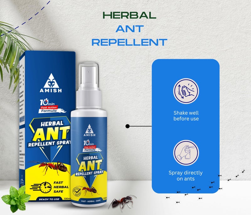 Amish Herbal Ant Spray 100ml Pack-2 |10 Minutes Formula |Removes Entire Ant colony|Powerful 100% Organic No Chemical Ant Repellent Spray for Home Kitchen Office Garden Long Lasting Protection - Image 4