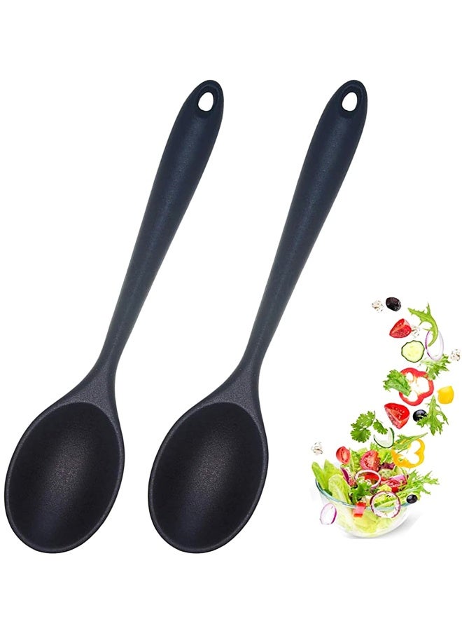 2 Pcs Silicone Nonstick Mixing Spoon, Silicone Spoons for Cooking Heat Resistant, Cooking Utensil for Kitchen Cooking Baking Stirring Serving - Image 1