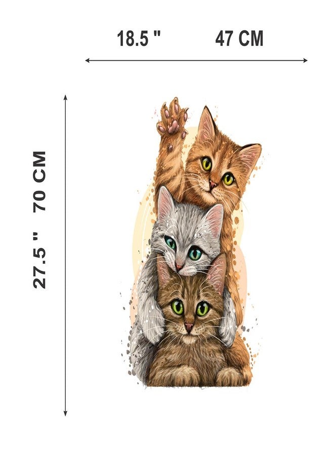 Wallbook Funny Cats Wall Sticker | Wall Stickers for Home, Kitchen, Office, Bedroom & Living Room (70 x 47 cms) - Image 5