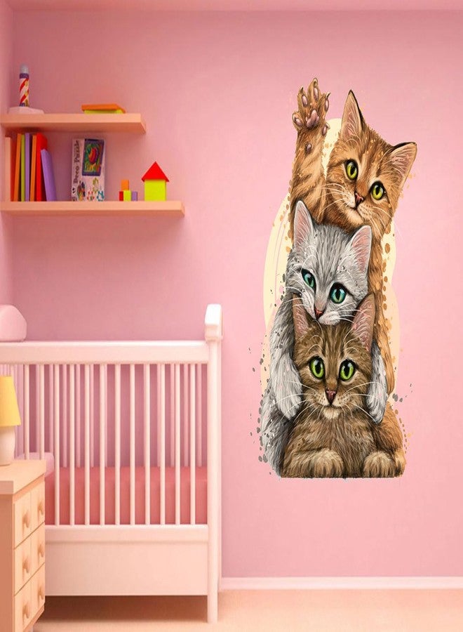 Wallbook Funny Cats Wall Sticker | Wall Stickers for Home, Kitchen, Office, Bedroom & Living Room (70 x 47 cms) - Image 3