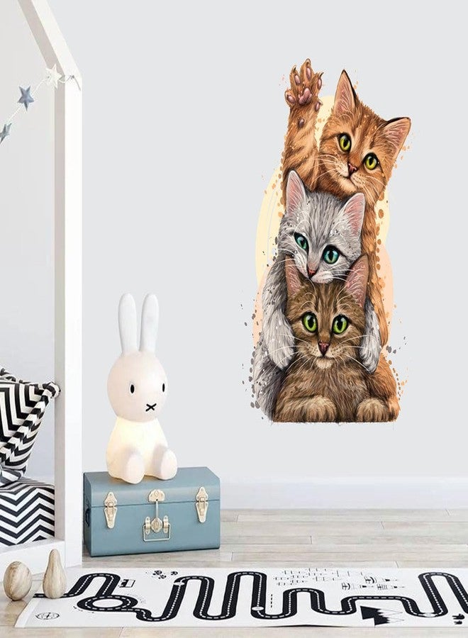 Wallbook Funny Cats Wall Sticker | Wall Stickers for Home, Kitchen, Office, Bedroom & Living Room (70 x 47 cms) - Image 2