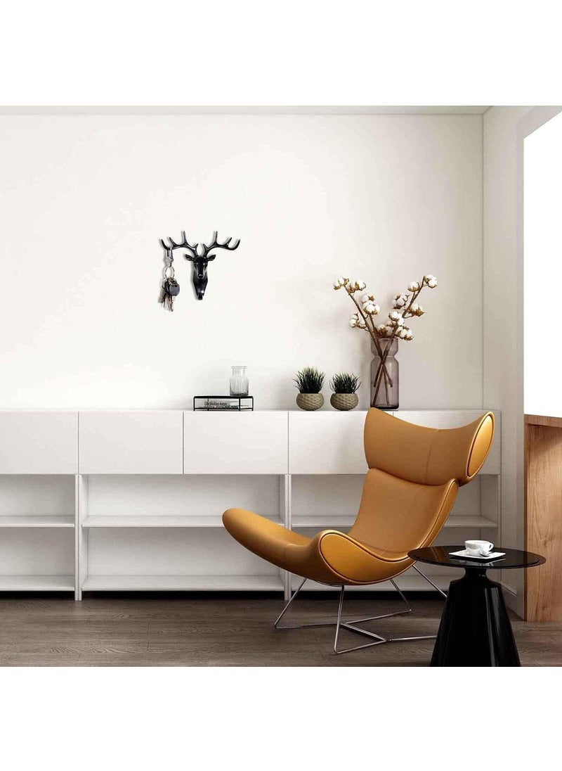 DEE SONS DEE SONS Deer Head Hanging Hook Self Adhesive Wall Door Hook Hanger Bag Keys Sticky Holder Plastic Deer Hook Black Pack of 2  - Image 3