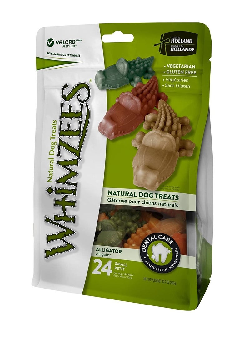 WHIMZEES - Natural Grain Free Dental Dog Treats, Alligator Small 24Pcs 360G - Image 1