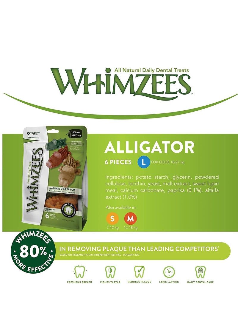 WHIMZEES - Natural Grain Free Dental Dog Treats, Alligator Small 24Pcs 360G - Image 1