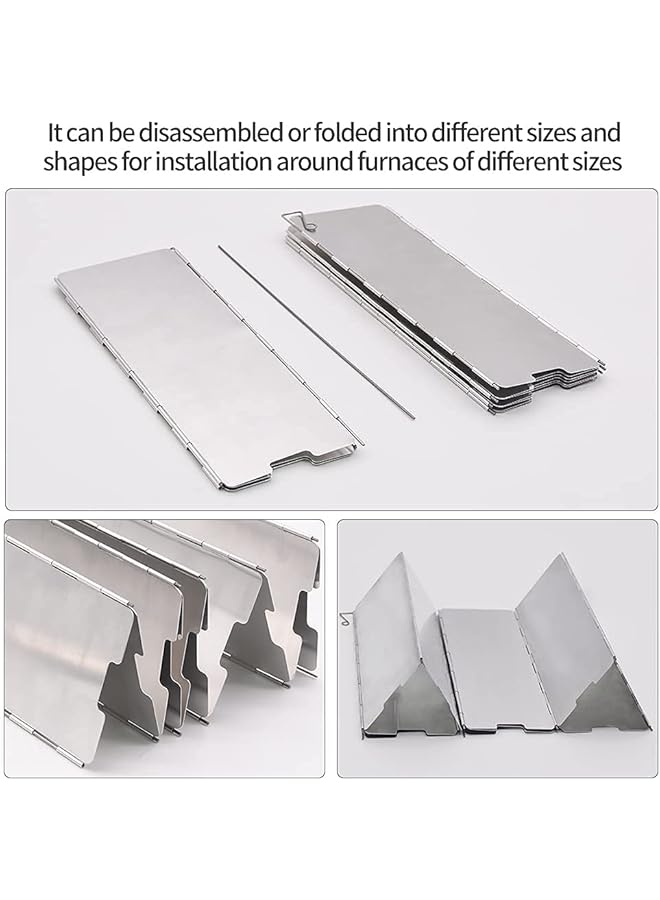 Generic Outdoor Cooking Accessory Stove Windshield Foldable Windproof Screen Cookware Windbreak Burner Wind Guard for Stove in Camping Hiking Backpacking Picnicking or in Backyard (Silver) - Image 5