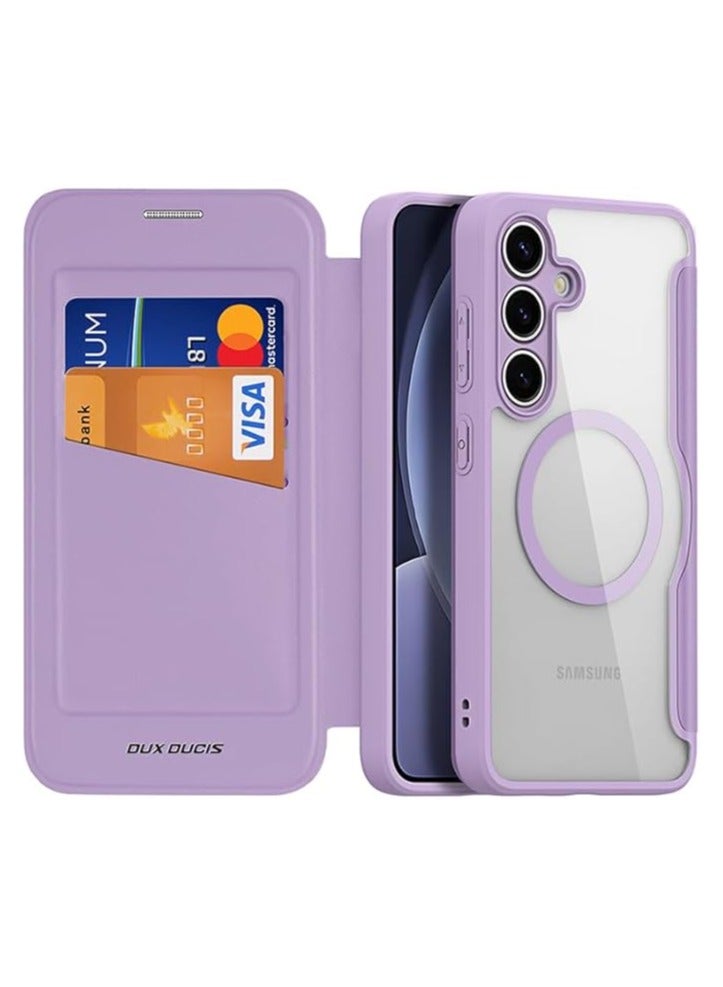 Wallet Card Insert Leather Case Compatible with Samsung S25 Plus, Flip Stand Fall Magnetic Prevention Case Support Wireless Charging For Galaxy S25 Plus - Image 1