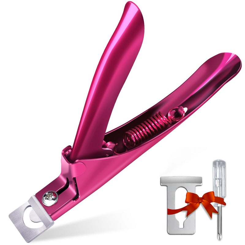 GA&EN Elegant Violet Red Premium Adjustable Stainless Steel Artificial Acrylic Fake False Nail Tip Clipper Cutter Trimmer Manicure Pedicure Sharp Blade Clip Tool For Salon Home Nail Art Beauty Design DIY - Image 1