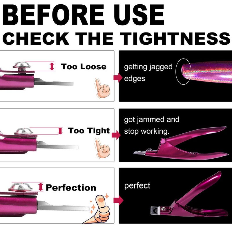 GA&EN Elegant Violet Red Premium Adjustable Stainless Steel Artificial Acrylic Fake False Nail Tip Clipper Cutter Trimmer Manicure Pedicure Sharp Blade Clip Tool For Salon Home Nail Art Beauty Design DIY - Image 3