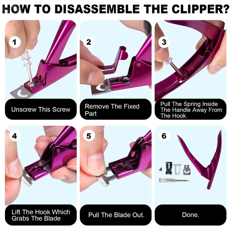 GA&EN Elegant Violet Red Premium Adjustable Stainless Steel Artificial Acrylic Fake False Nail Tip Clipper Cutter Trimmer Manicure Pedicure Sharp Blade Clip Tool For Salon Home Nail Art Beauty Design DIY - Image 4