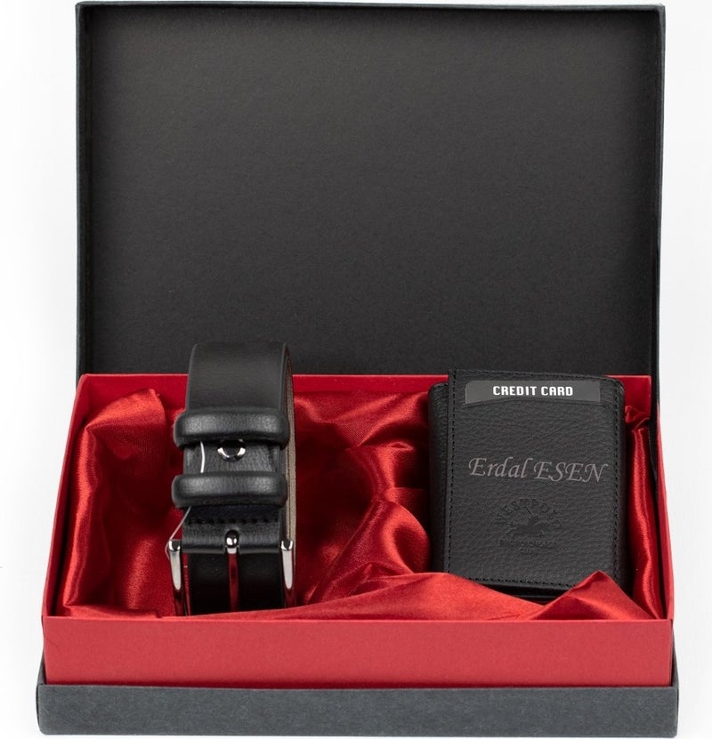 West Polo Westpolo 55500 Genuine Leather Mechanism Wallet & Belt Men's Set - Image 1