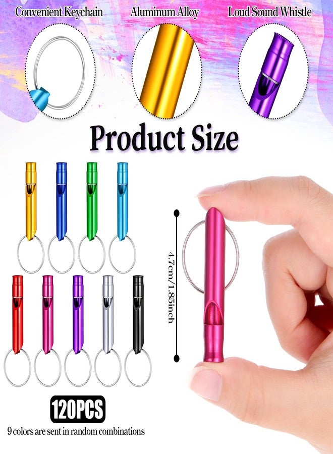 Dimeho 120PCS Emergency Whistle with Keychain, Aluminum Survival Whistle Key Chain Defense Alarm Loud Sound Sturdy Light for Outdoor Camping Hiking Hunting Boating Fishing Sports - Image 2