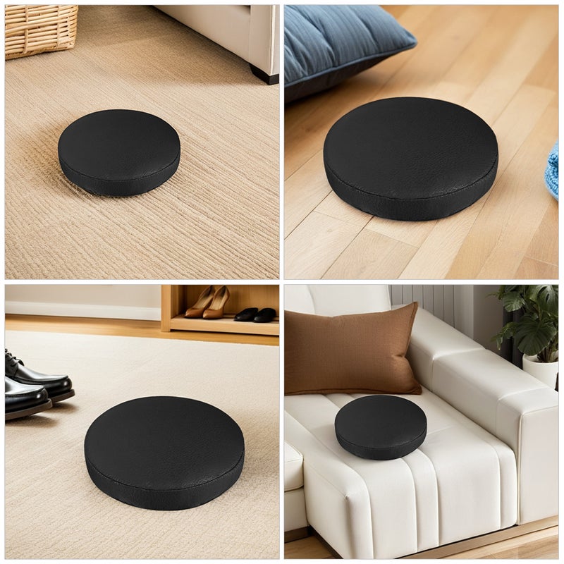 2pcs Black Stretch Stool Covers Round Shape Stool Covers Black Chair Protector - Image 2