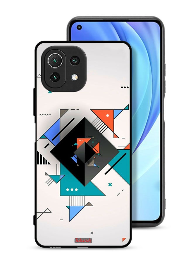 Tolwak غطاء حماية لهاتف Xiaomi Mi 11 Lite 4G بأشكال مربعة ومثلثة ونمط تجريدي - Image 1