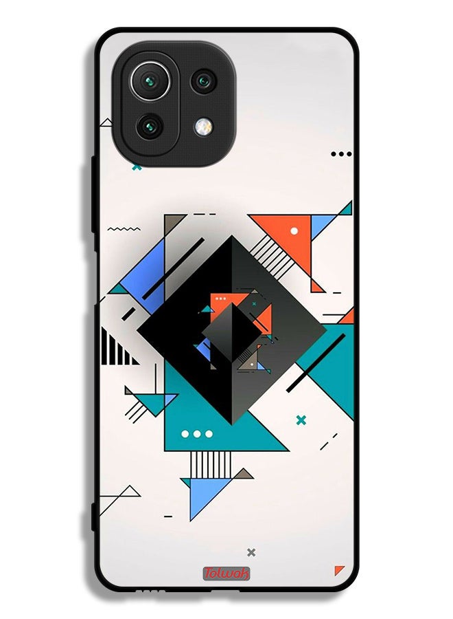 Tolwak غطاء حماية لهاتف Xiaomi Mi 11 Lite 4G بأشكال مربعة ومثلثة ونمط تجريدي - Image 2