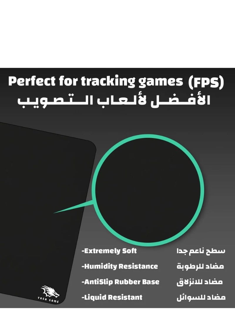 YASA GAME - Extended Large Gaming Mouse Pad 90 X 40 cm XXL Full Desk Art style & Mousepad Non-Slip Rubber Base Big Keyboard Mat with Stitched Edges water resist for Gaming from Yasa ( Full Black ) - Image 1
