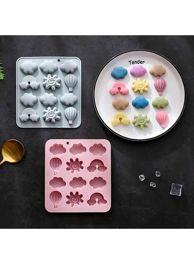Set Of Silicone Molds Cloud Hot Air Balloon Sun Rainbow Shape Heat Resistant Easy To Clean Foldable For Kitchen Cake Shop Bakery Candy Chocolate Cake Grey - Image 5
