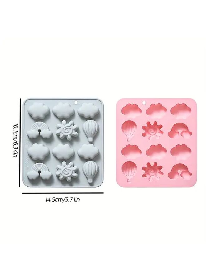 Set Of Silicone Molds Cloud Hot Air Balloon Sun Rainbow Shape Heat Resistant Easy To Clean Foldable For Kitchen Cake Shop Bakery Candy Chocolate Cake Grey - Image 4
