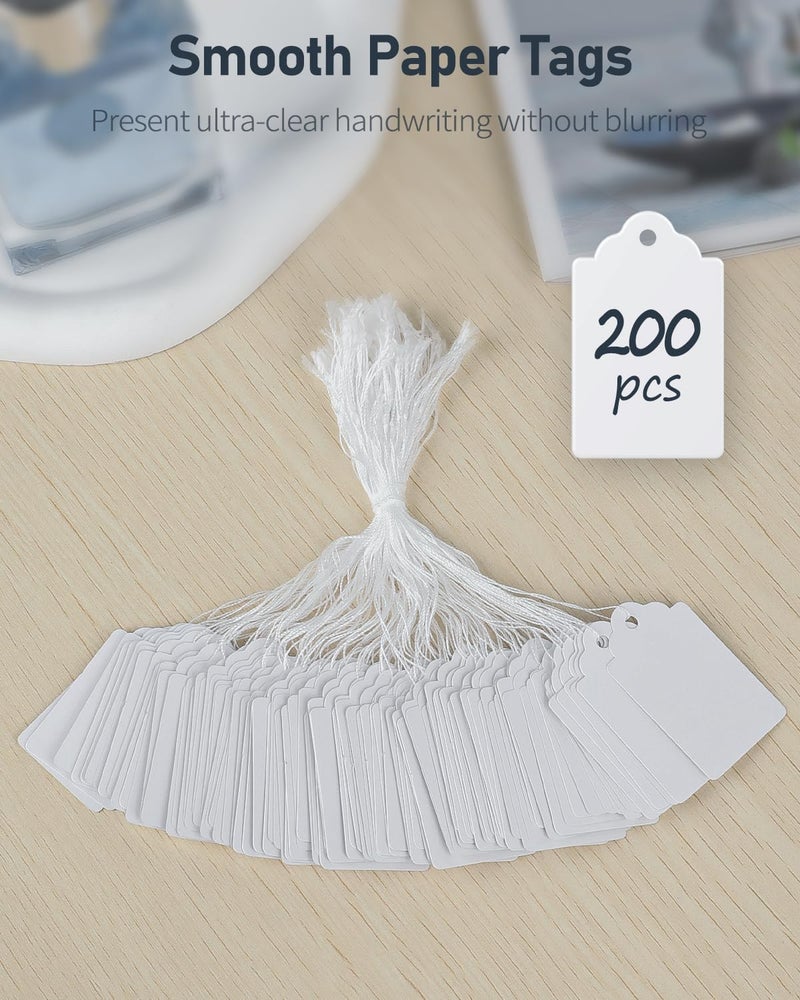 DIY Crafts Yellow Tie Label Paper Tag for Jewellery Retail Shops Watch Kitchen Clothes Content Label, Goods Price TagPrice Tags with String Attached, Paper Hang Tags (3.6cm/2.1cm, 400, Count) - Image 2