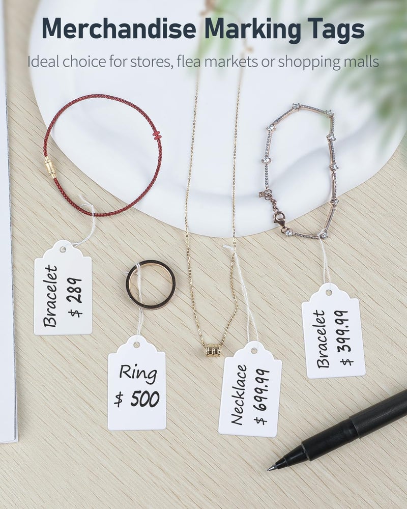 DIY Crafts Yellow Tie Label Paper Tag for Jewellery Retail Shops Watch Kitchen Clothes Content Label, Goods Price TagPrice Tags with String Attached, Paper Hang Tags (3.6cm/2.1cm, 400, Count) - Image 4