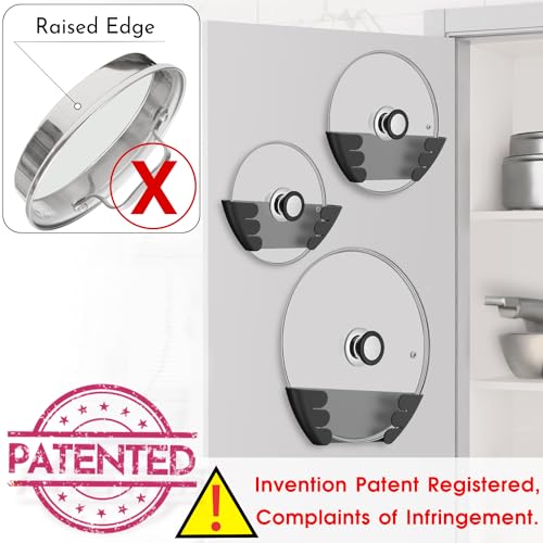 Niceyos Universal Pot Lid Organizer for Cabinet - Upgraded Patented Niceyos 3 Pack Inside Cabinet Door Wall Mount Pan Top Storage Organizer Rack Holder for Kitchen, Fits 6" to 13" (Black) - Image 4