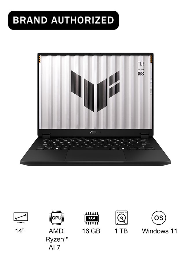 ASUS TUF A14 Gaming  Laptop With 14-Inch Display,  AMD Ryzen AI 7 350 Processor/16GB RAM/1TB SSD/Nvidia  RTX 5060 Graphics Card/Windows 11 Home Jaegar Gray - Image 1