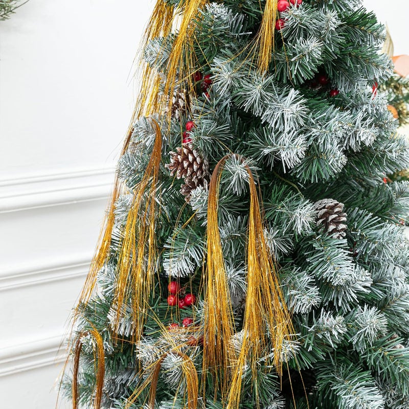 Gloreyan 10000 Strands Christmas Tinsel Icicles Golden Iridescent Tinsel Foil Fringe Icicles Christmas Tree Tinsel Decoration for Christmas Birthday Wedding Party Hanging Decoration - Image 5