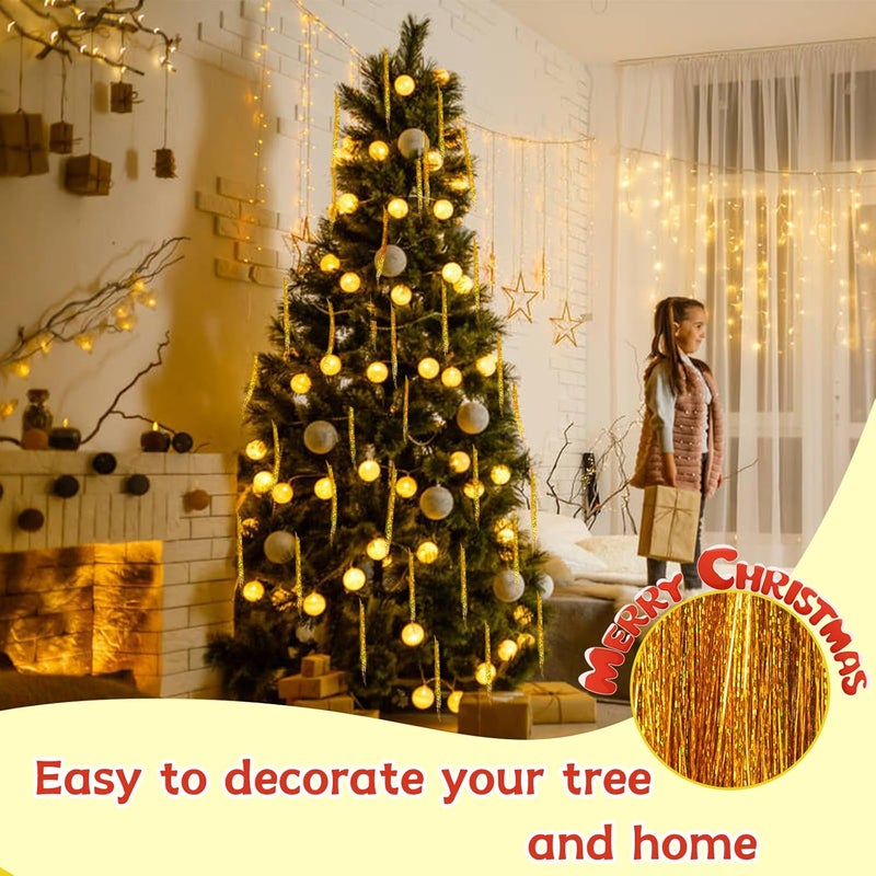 Gloreyan 10000 Strands Christmas Tinsel Icicles Golden Iridescent Tinsel Foil Fringe Icicles Christmas Tree Tinsel Decoration for Christmas Birthday Wedding Party Hanging Decoration - Image 4