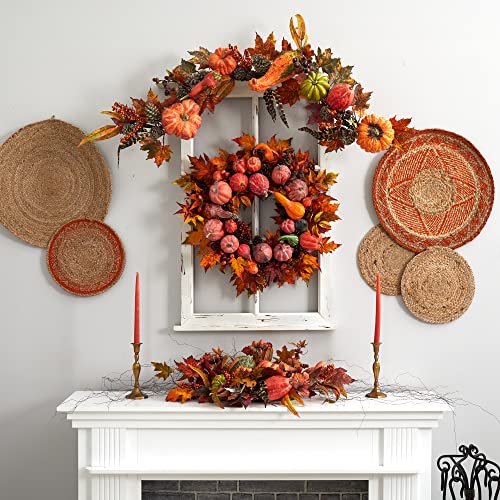 Nearly Natural 28in. Harvest Wreath - Image 5