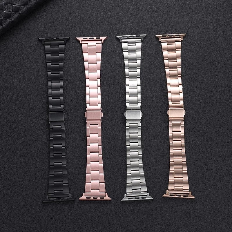 Bluejw Slim Stainless Steel Replacement Watch Strap for Apple Watch Series 7/6/5/4/3/SE – Compatible with 38mm 40mm 41mm 42mm 44mm 45mm Models, Luxury Metal Bracelet Band - Image 3