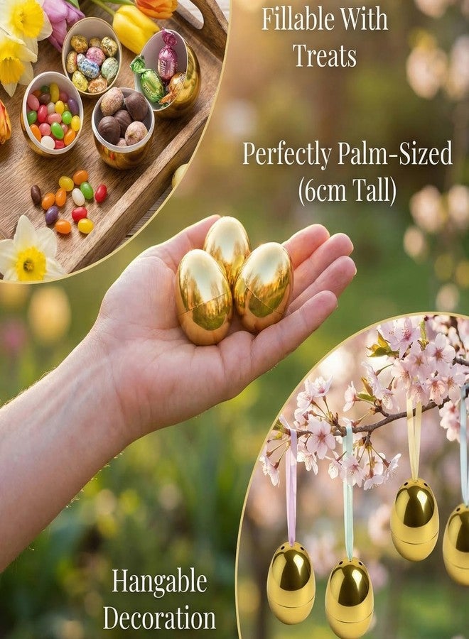 TOUGS 24 Pcs Gold Easter Eggs, 2.4 Inches Plastic Eggs, Perfect for Easter Egg Hunt, Easter Hunt, Easter Theme Party Favor - Image 2