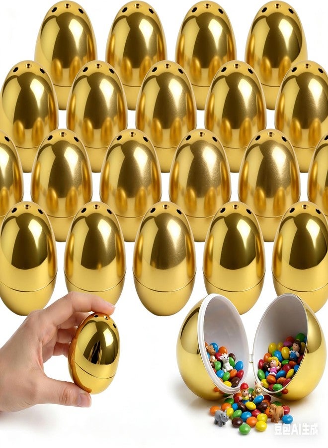 TOUGS 24 Pcs Gold Easter Eggs, 2.4 Inches Plastic Eggs, Perfect for Easter Egg Hunt, Easter Hunt, Easter Theme Party Favor - Image 1