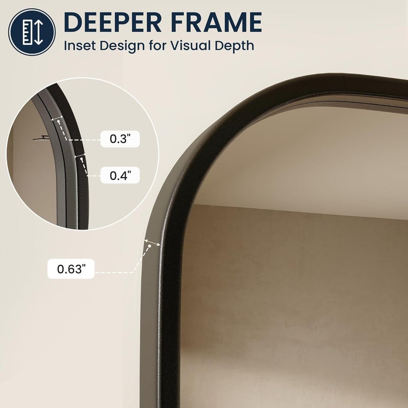 Pocetry 2 Pack Bathroom Mirrors for Over Sink, 24"x30" Matte Black Framed Vanity Mirror, Rounded Corner Rectangular Metal Mirror for Wall, Modern Farmhouse Industrial Decor - Image 3