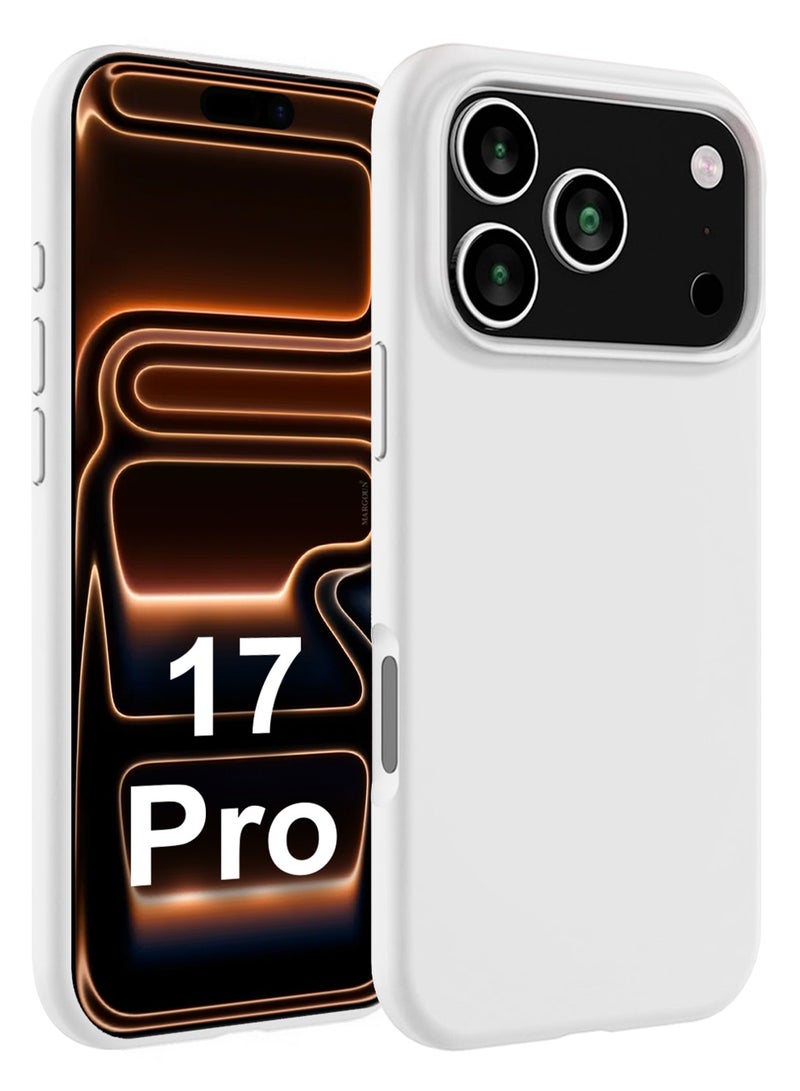 Silicone Protective Phone Case for iPhone 17 Pro - Soft Anti-Scratch Microfiber Lining Ultra Slim Drop Protection Phone Cover - White - Image 1