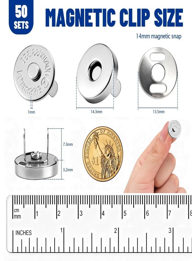 فايربومون مجموعة فايربومون المكونة من 50 قطعة من أزرار الكبس المغناطيسية لإغلاق الحقائب، مشابك إغلاق مغناطيسية مقاس 14 مم للخياطة، واللوازم، والحقائب، والملابس، والأعمال اليدوية، لا حاجة لأدوات - Image 2