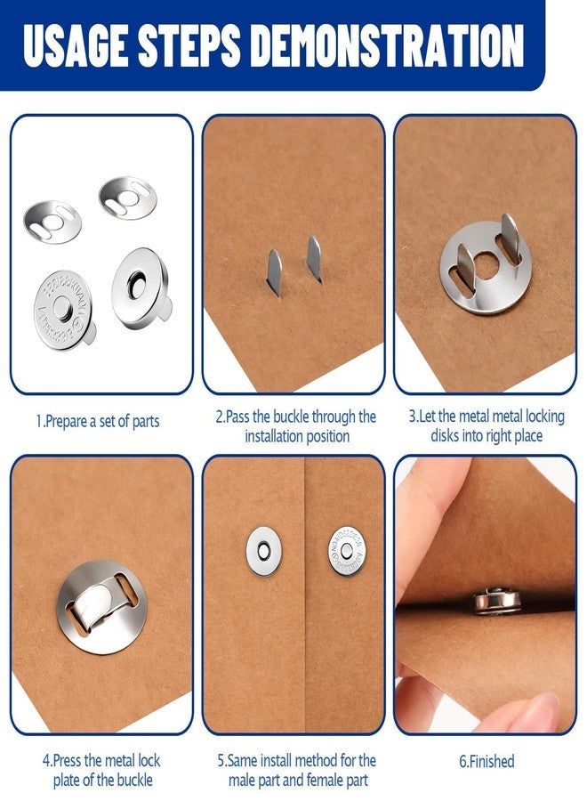 فايربومون مجموعة فايربومون المكونة من 50 قطعة من أزرار الكبس المغناطيسية لإغلاق الحقائب، مشابك إغلاق مغناطيسية مقاس 14 مم للخياطة، واللوازم، والحقائب، والملابس، والأعمال اليدوية، لا حاجة لأدوات - Image 4