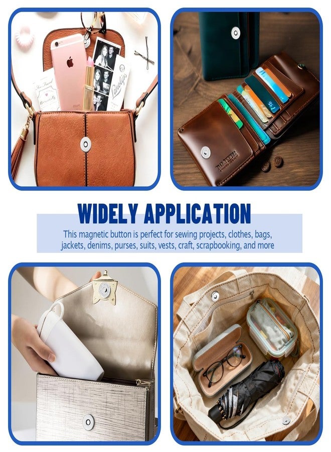 فايربومون مجموعة فايربومون المكونة من 50 قطعة من أزرار الكبس المغناطيسية لإغلاق الحقائب، مشابك إغلاق مغناطيسية مقاس 14 مم للخياطة، واللوازم، والحقائب، والملابس، والأعمال اليدوية، لا حاجة لأدوات - Image 5